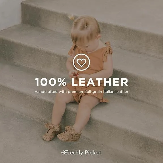 Freshly Picked Rubber Mini Sole Leather, Knotted Bow Mocc, Vanilla Sprinkles, Size 6