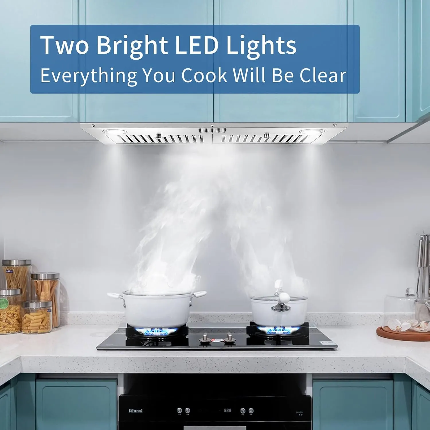 Zomagas Range Hood Insert 30 inch,Stainless Steel Kitchen Vent Hood 600CFM,Built-in Kitchen Stove Hood w/Front Button Controls and Front LED Lights,Baffle Filters,Ducted/ductless Convertible 