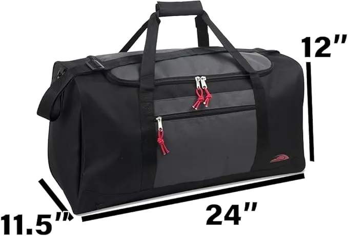 55 Liter, 24 Inch Lightweight Canvas Duffle Bags for Men & Women For Traveling, the Gym, and as Sports Equipment Bag/Organizer (Black 3)