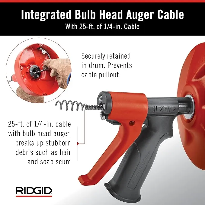 Ridgid 57043 POWER SPIN+ Power Spinner Drain Cleaner