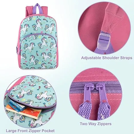 15 Inch Kids Backpacks for Boys & Girls | Preschool, Kindergarten, Elementary School Backpacks with Adjustable, Padded Straps (Upbeat Unicorns)