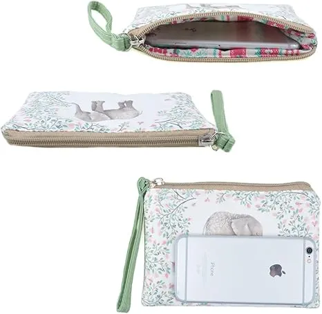 Rantanto Small Cute Cash Coin Purse, Canvas Change Purse, Kawaii Coin Pouch With Handle Christmas Gift For Women Teenager Girls (BG0001 Flower Elephant)