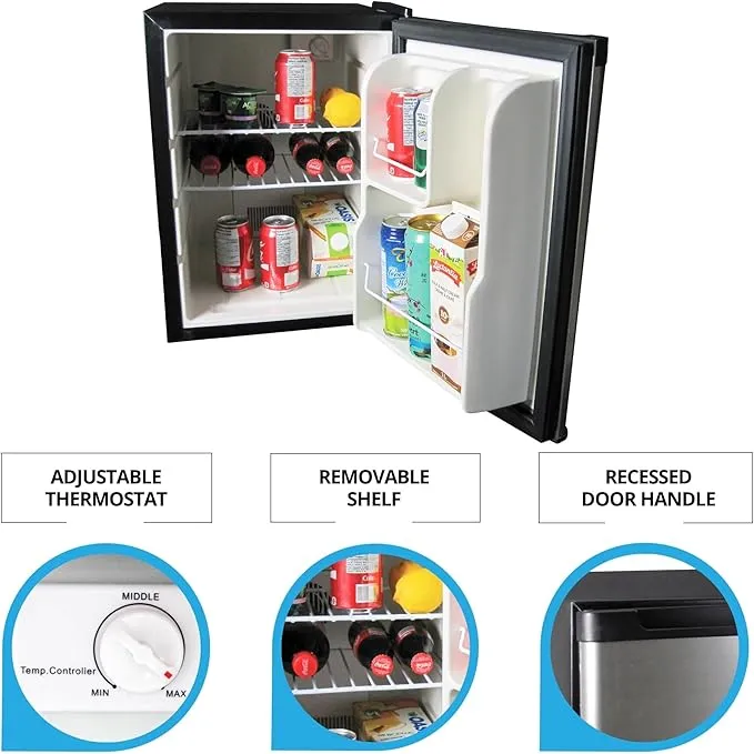 Koolatron 12V / 110V Refrigerator - Mini Fridge With Freezer For Trucks, Cool Storage For Kitchen, Bedroom, Office, Dorms, Compact Free Standing, Neveras Pequeñpara, 1.76 Cubic Feet Capacity,