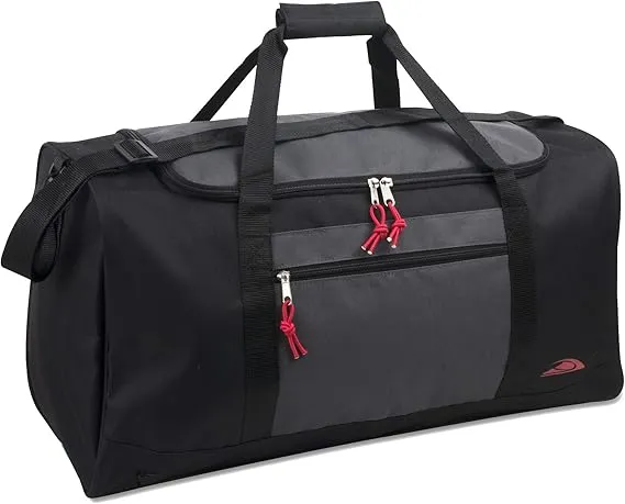 55 Liter, 24 Inch Lightweight Canvas Duffle Bags for Men & Women For Traveling, the Gym, and as Sports Equipment Bag/Organizer (Black 3)