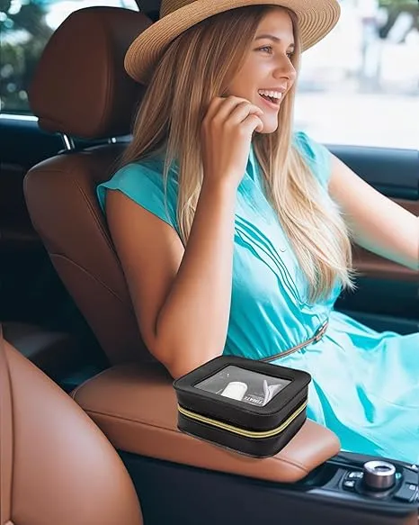 LETGO Mini Clear Makeup Bag for Purse Essentials - Car Accessory, Toiletry Bag for Women & Men (Clear Black)