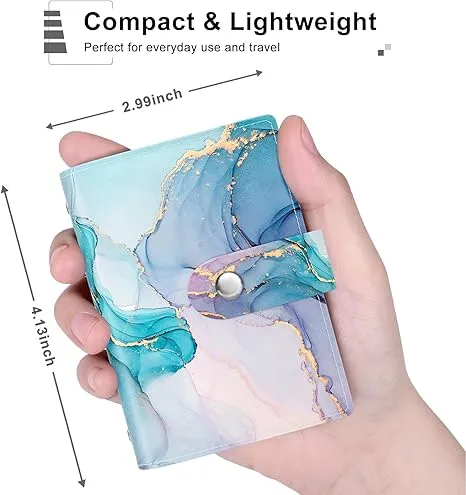 Rouidr Business Card Organizer, RFID Business Card Holder, Small Slim Leather Cards Book, Pocket Name Card Holder Wallet for Women, Colorful Ink Marble