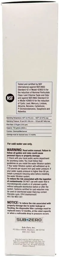 Sub-Zero 4204490 Refrigerator Water Filter