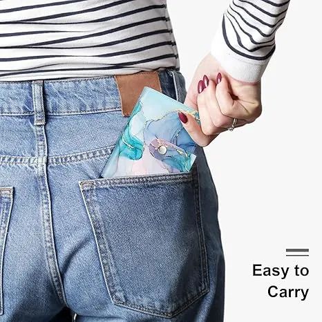 Rouidr Business Card Organizer, RFID Business Card Holder, Small Slim Leather Cards Book, Pocket Name Card Holder Wallet for Women, Colorful Ink Marble