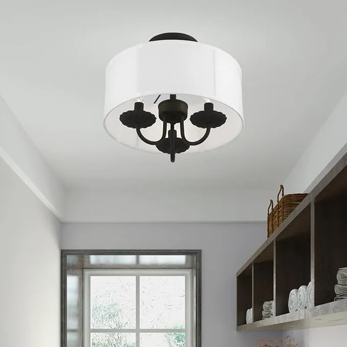 Livex Lighting, 42987-04, Brookdale, Semi-Flush, Black