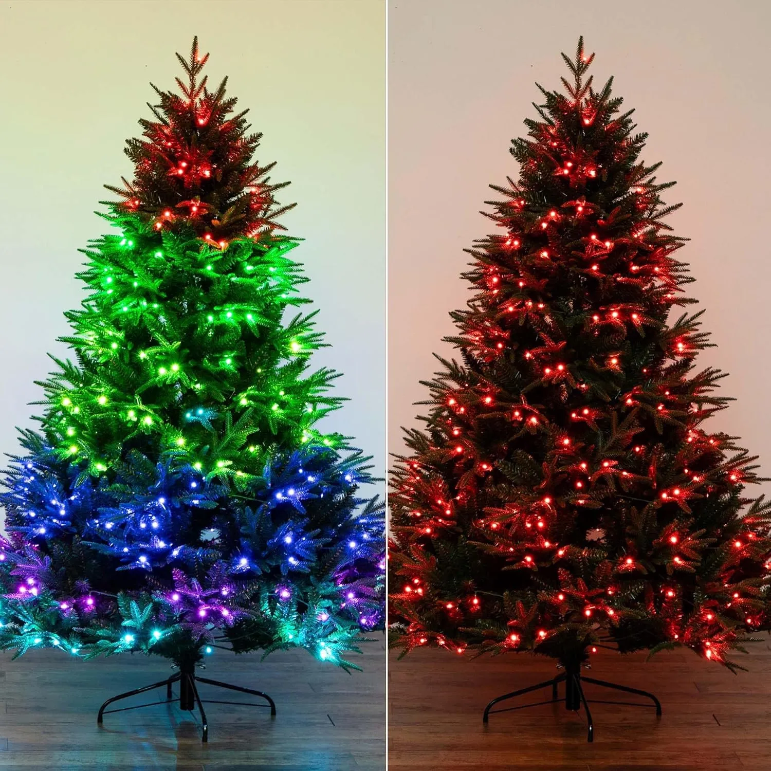 Nearly Natural 6ft. Pre-Lit Artificial Edmonton Fir Light Show Memory Shape Christmas Tree with Instant Connect Technology and 300 Color Changing LED Lights