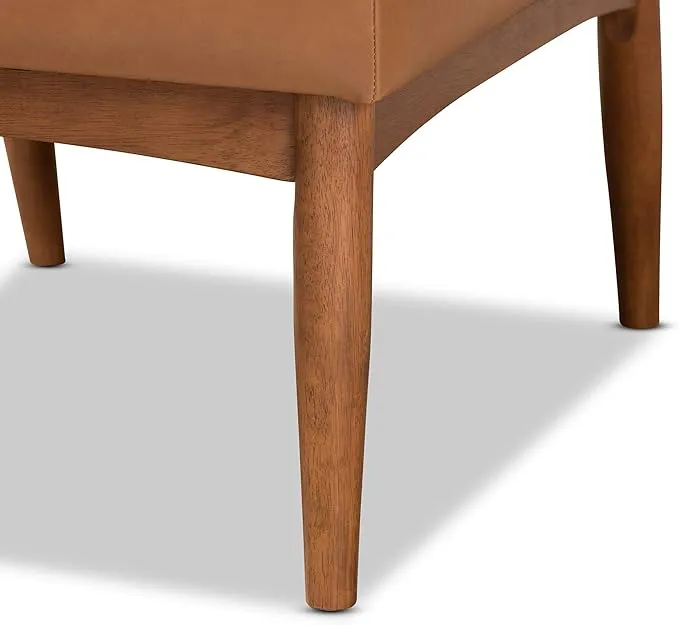 Baxton Studio Sanford Dining Chair Tan Faux Leather Upholstered and Walnut Brown Finished Wood Dining Chair