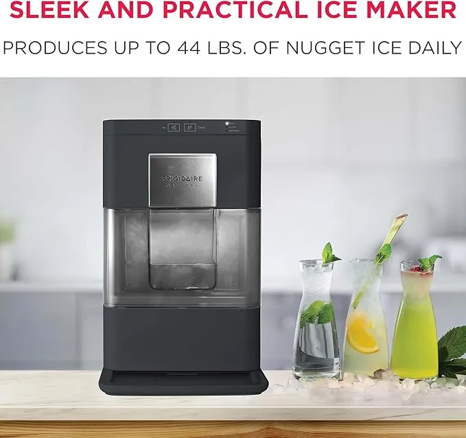 FRIGIDAIRE Gallery Countertop Crunchy Chewable Nugget Ice Maker, 44lbs per Day, Auto Self Cleaning, 2.0 Gen, Black